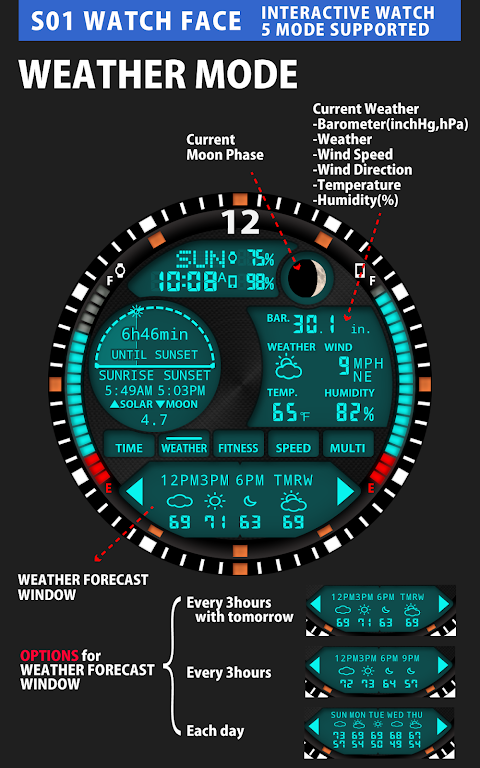 S01 WatchFace for Android Wearのおすすめ画像4