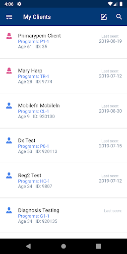 Android application imaServe EHR Mobile screenshort
