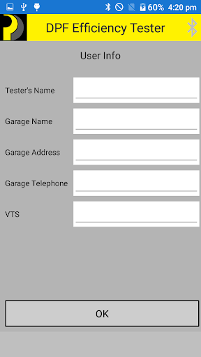 Premier DPF Efficiency Tester Screen 2