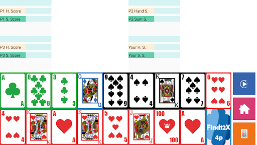 Brain Card Game - Find12x 4P Screen 2