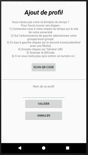 Emploi du temps ADE Screen 2