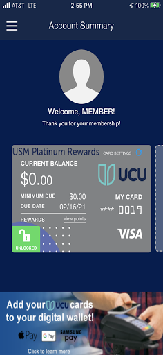 UCU Credit Cards Screen 2