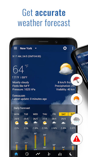 Transparent clock and weather - forecast and radar android2mod screenshots 2