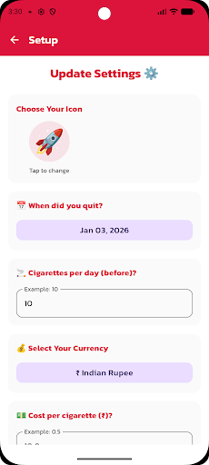 Smoking Quit Tracker ekran görüntüsü