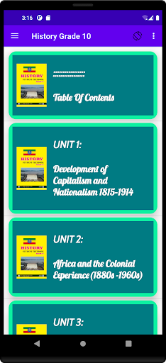 Android application History grade 10 Textbook screenshort