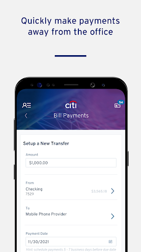 Screenshot of CitiBusiness Mobile