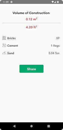 Brick Masonry Calculator Screen 2
