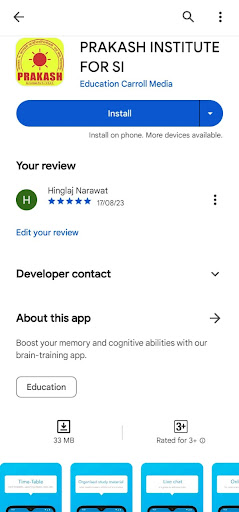 Android application PRAKASH INSTITUTE FOR SI screenshort