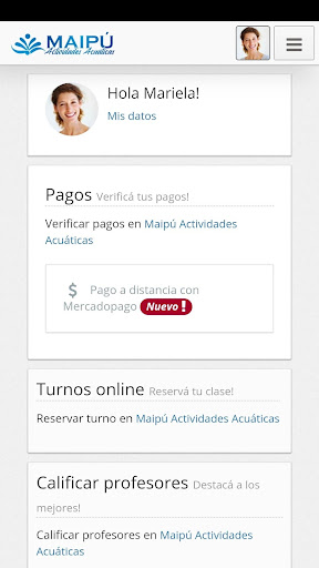 Android application Maipú Actividades Acuáticas screenshort