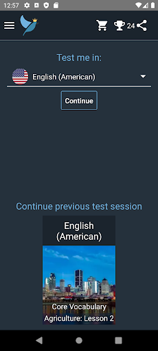 Android application American English Test screenshort