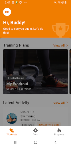 Android application Elan Fitness Workout screenshort