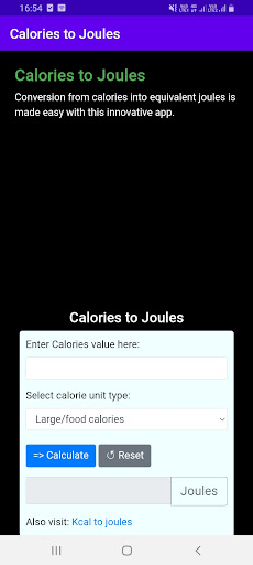 Android application Calories to Joules screenshort