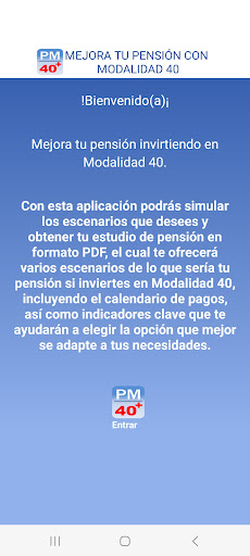 Android application PM-40+ Pensión Modalidad 40 screenshort