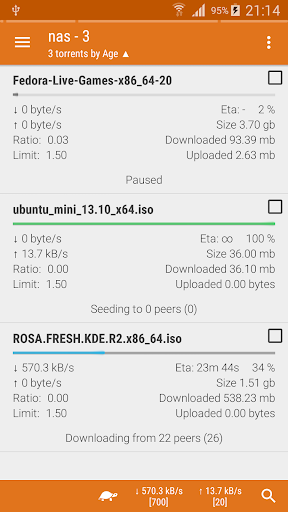 Android application Torrnado - Transmission Remote screenshort
