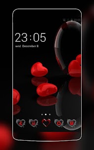 Romantic Hearts Theme: Red Color Black heart Love For PC installation