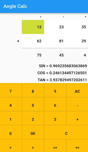 Degrees Minutes Calculation Screen 2