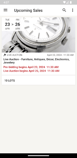 Android application Auction Bee screenshort