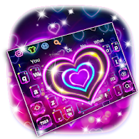 Lavender Neon Heart Keyboard Theme