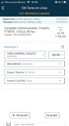 S10 Tareo Movil Screen 3