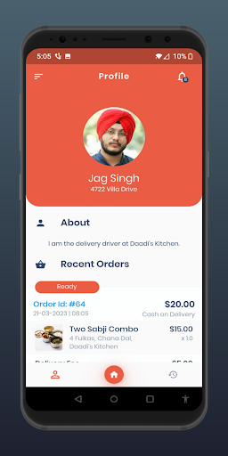 Android application Driver Daadi'sKitchen screenshort