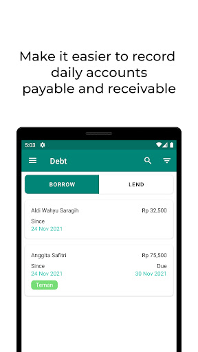 Android application Debt - Personal Debt Recording screenshort