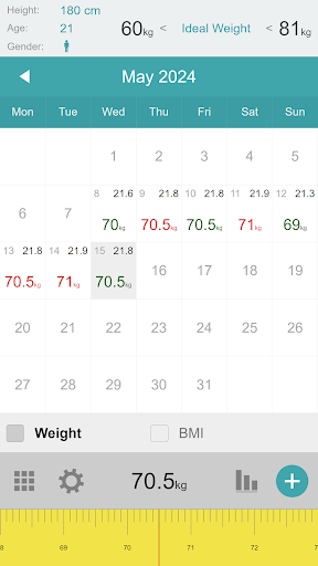 Weight Calendar Pro ekran görüntüsü