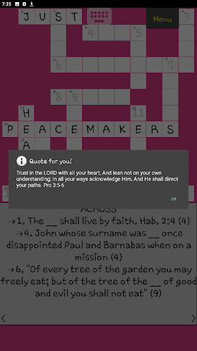 Bible Crossword Screen 3