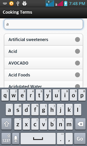 Cooking Dictionary Screen 2