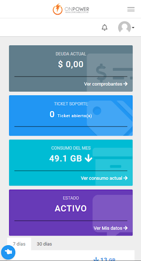 Android application ONPOWER - Acceso clientes screenshort