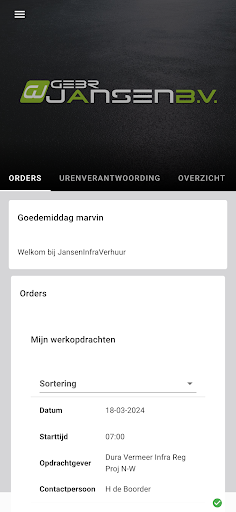 Android application Jansen Infraverhuur screenshort