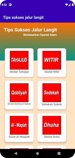 Android application Tips sukses jalur langit screenshort
