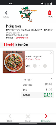 Screenshot of Rafferty's Pizza