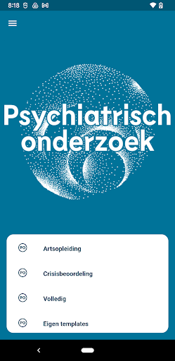 Android application Psychiatrisch onderzoek screenshort