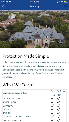 Tarrant Home Warranty Screen 3