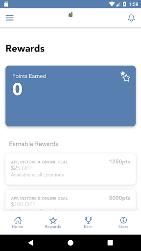 Android application Ossies Surf Shop Rewards screenshort
