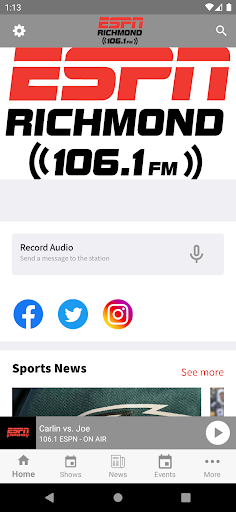 Android application 106.1 ESPN screenshort