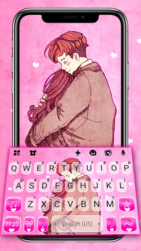 Android application Sweet Couple Hug Keyboard Back screenshort