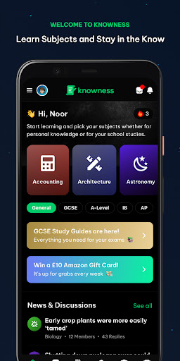 Android application Knowness - Learn Subjects screenshort