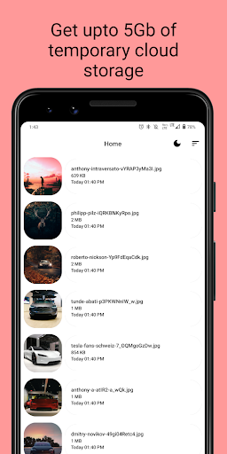 Android application Oxtor : 1 Day cloud storage screenshort