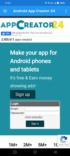 Android application Android app creator 24 screenshort