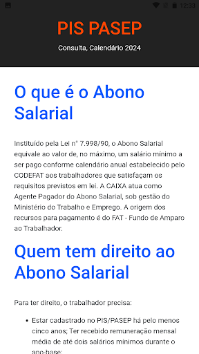 Android application Consulta PIS PASEP 2024: Guia screenshort