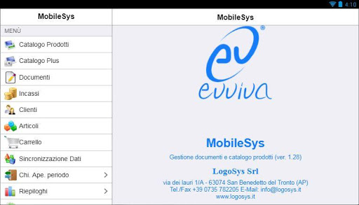 Android application MobileSys Evviva Company screenshort