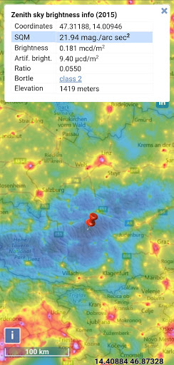 Light pollution map Screen 2