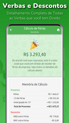 Cálculo de Férias Screen 3