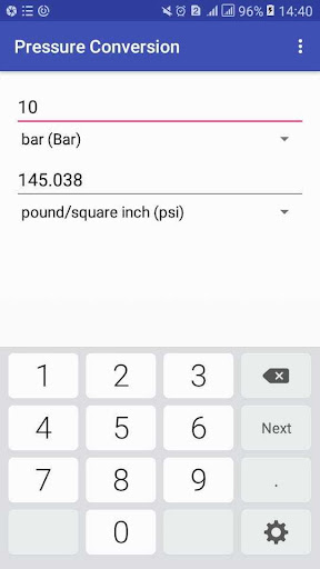 bar to psi to kpa : pressure c Screen 2