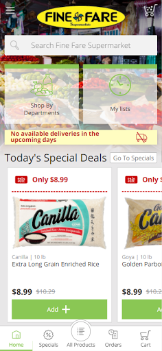 Screenshot of Fine Fare Supermarkets