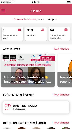 Android application Télécom Paris Alumni screenshort