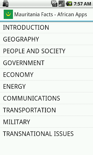 Android application Mauritania Facts screenshort