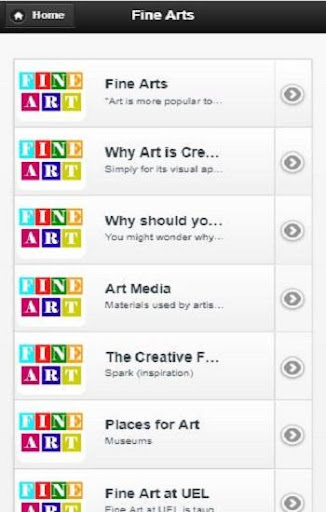 Android application Fine Arts screenshort