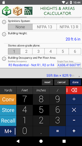 Heights & Areas Calculator Screen 3